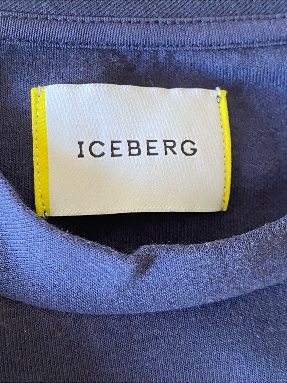 Iceberg Navy T‑Shirt with Yellow Trim Label